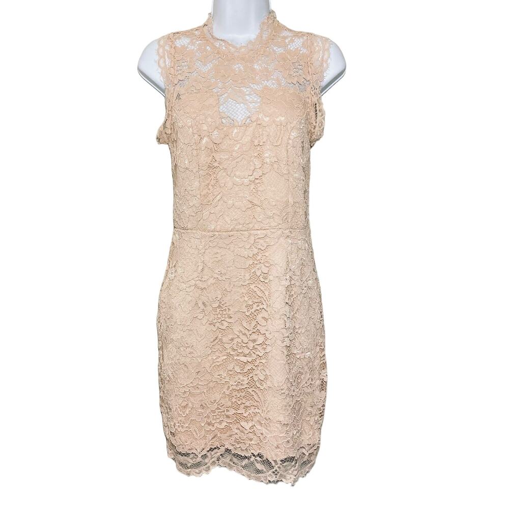 NWT Shilla The Label Pink Lace Sleeveless Mini Dress High Neck Cutout Back XS